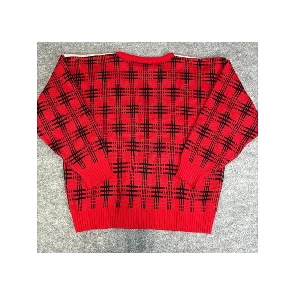 Vintage Hasting & Smith Scottie Scottish Terrier Dog Red Checkered Sweater Sz L - Picture 6 of 11